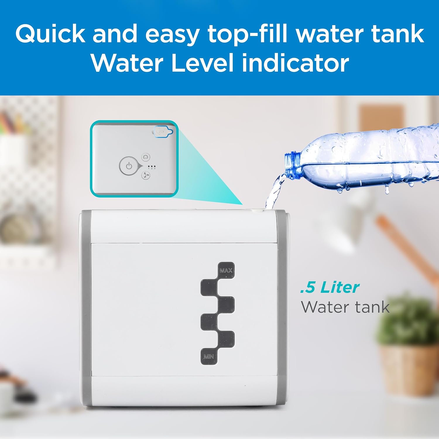 Desktop Air Cooler, Personal Portable Fan with 3-Speeds, Evaporative Air Cooler with 0.5L Water Tank, Air Cooler Fan for Desk, Home, Office, Bedroom, and More, BDMC10, White/Gray