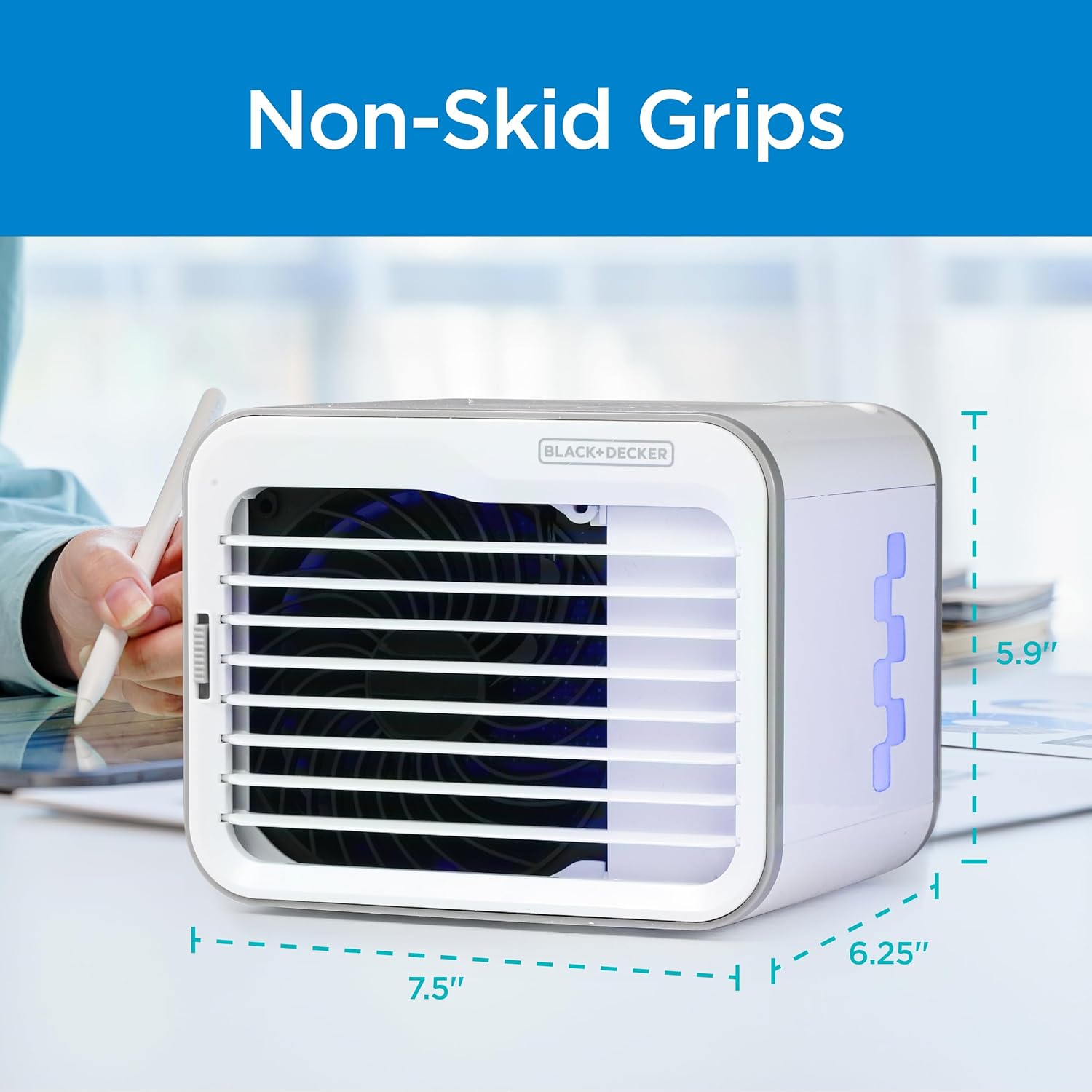 Desktop Air Cooler, Personal Portable Fan with 3-Speeds, Evaporative Air Cooler with 0.5L Water Tank, Air Cooler Fan for Desk, Home, Office, Bedroom, and More, BDMC10, White/Gray